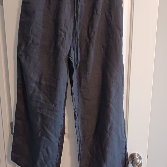 Flax Black Linen Wide Leg Pants - NWOT - Picture 1 of 5